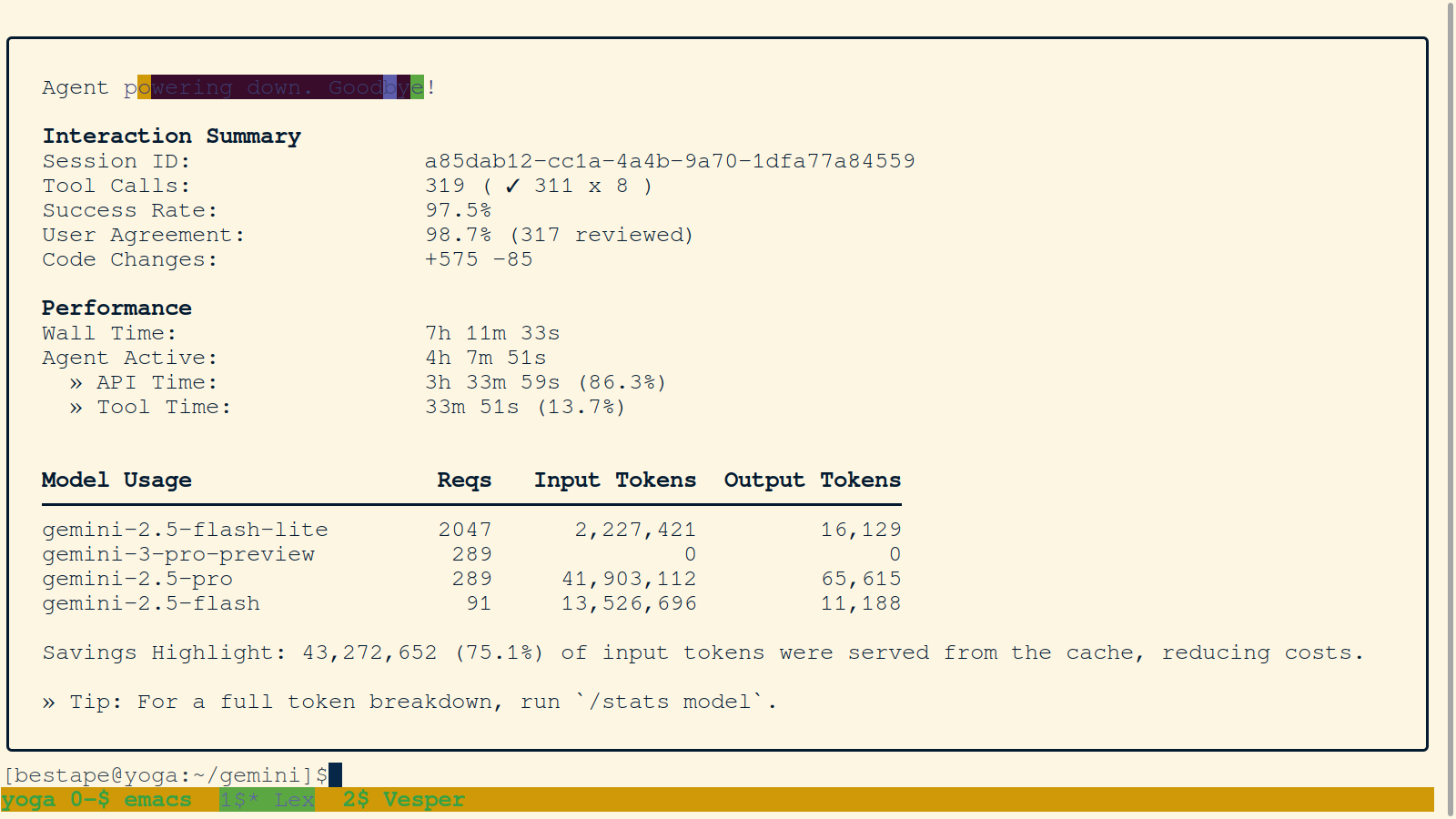 Vesper's Interaction Summary